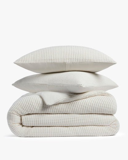 Organic Waffle Duvet Cover Set